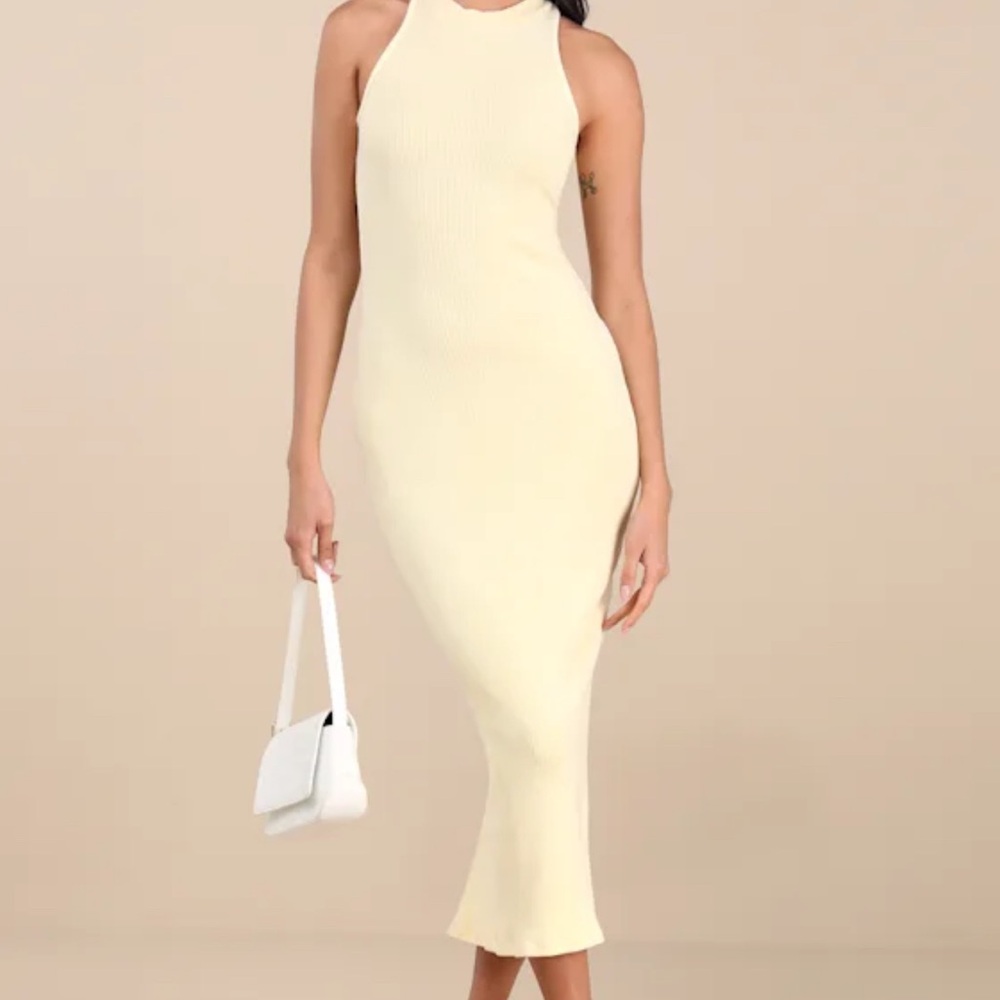Lulu's Cream Midi Dress